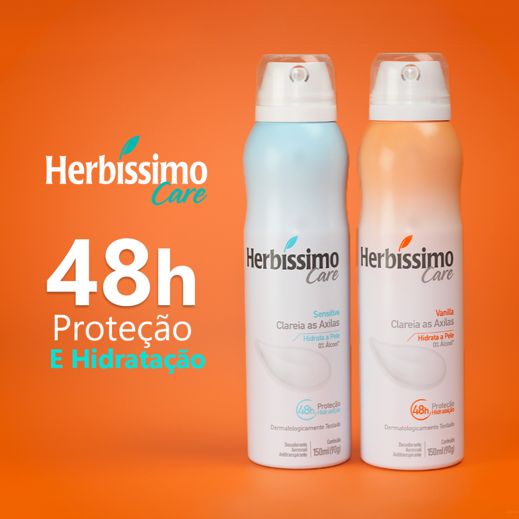 Desodorante Herbíssimo Care. 48h de proteção e hidratação.